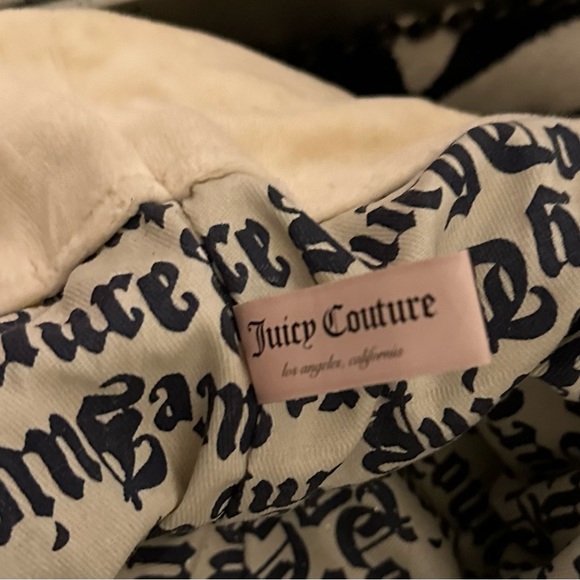 Stunning bling ivory velour juicy couture bag with huge bling bow keychain - Picture 6 of 14